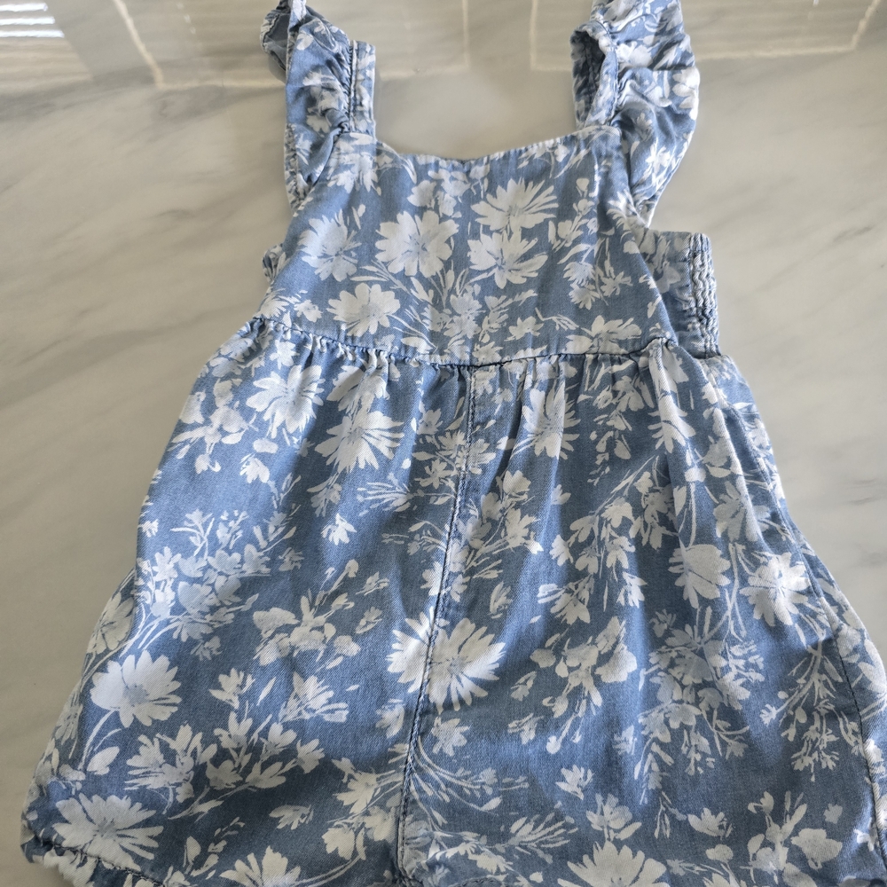 GAP Denim Blue and White Floral Romper
